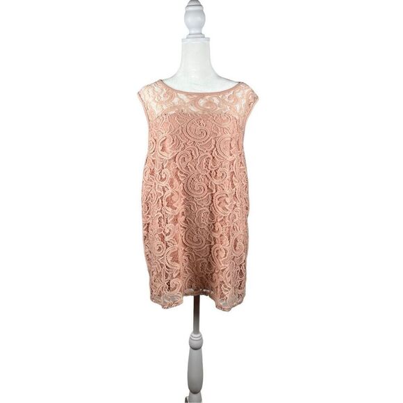 Adrianna Papell Women’s Pink Lace Overlay Career Tank Top XXL - Picture 1 of 10